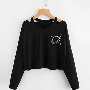 Black Long Sleeve planet Top
